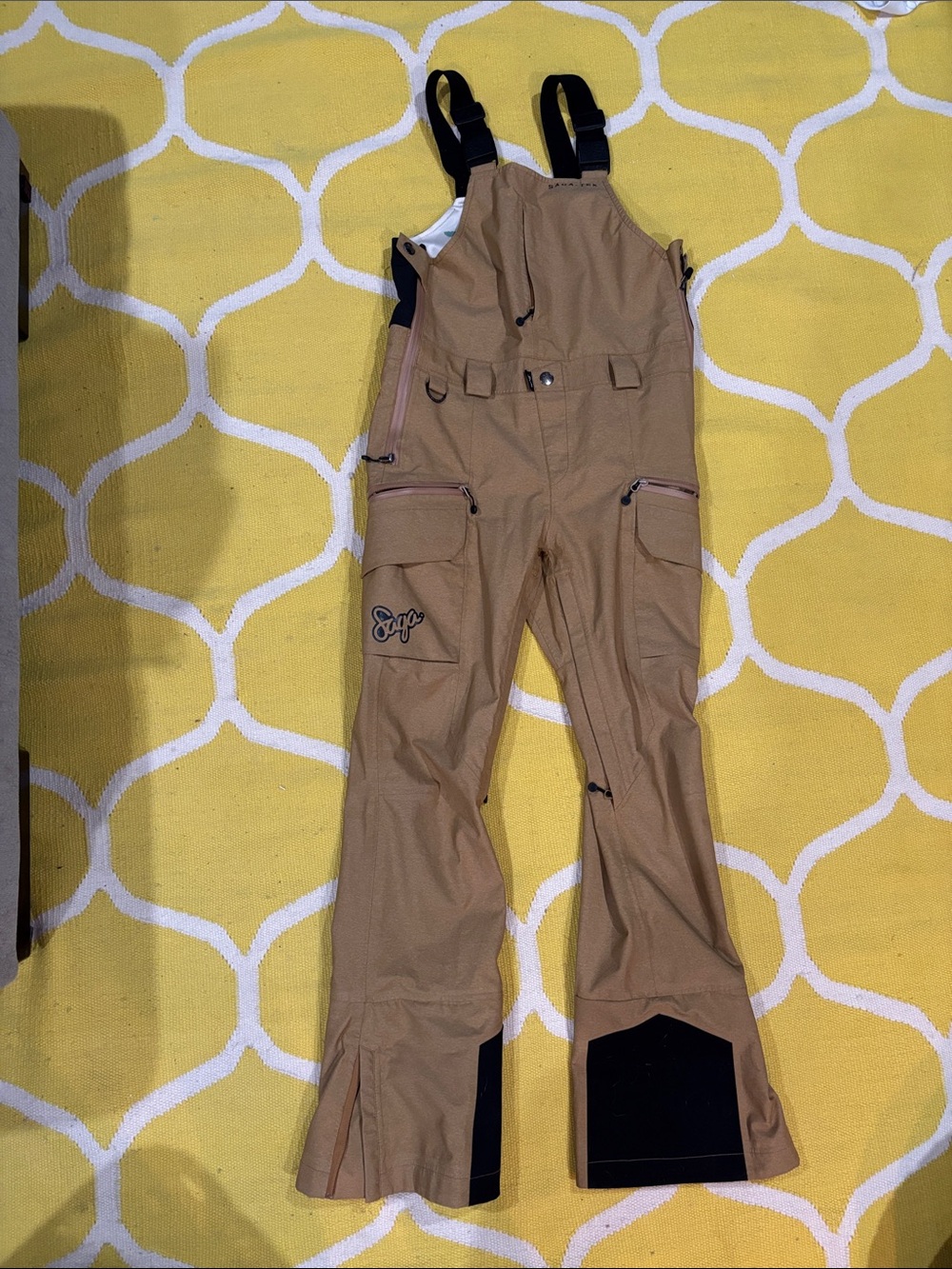 Women’s Ski Bib Overalls in Tan - Weather-Resistant Snow Pants